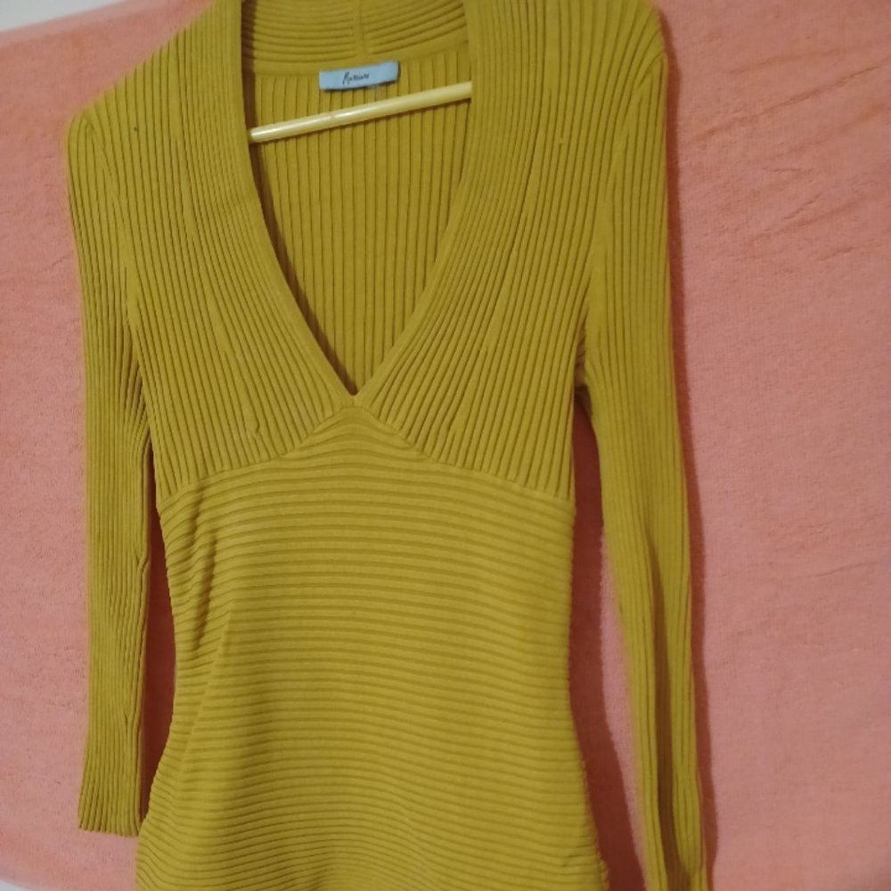 Marciano Gold Plunge V-Neck Sweater